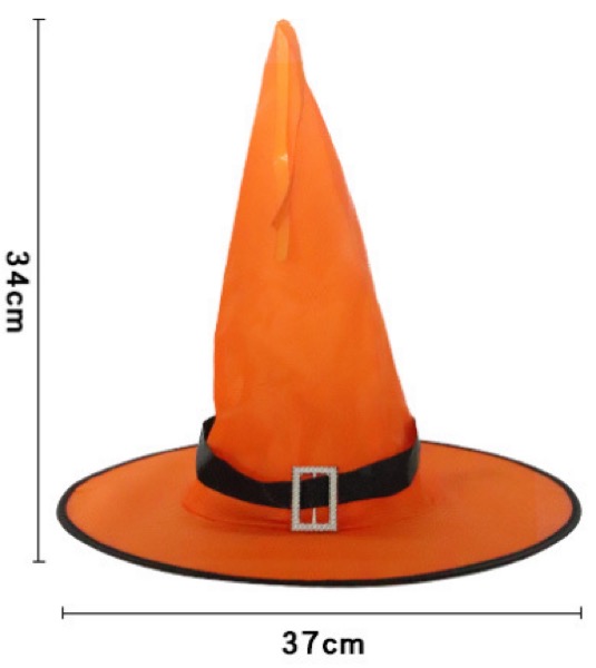 Light-Up Witch Hat — A classic pointed witch hat with a buckled brim, lit from within — hang a few in the trees or wear one to the party. Assorted colors; ships in the color pictured or similar.